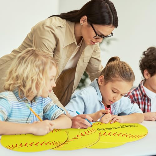 Image of TaoBary 24 Pcs 7.09in Softball Cutouts in 6 Design Paper Softball Poster Bulletin Board Decorations with 48 Pcs Glue Point for Sport Theme Party Birthday Baby Shower Tournament DIY Wall Banner Decor