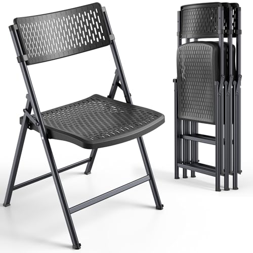 FurniEdge Black Folding Chairs 4-Pack