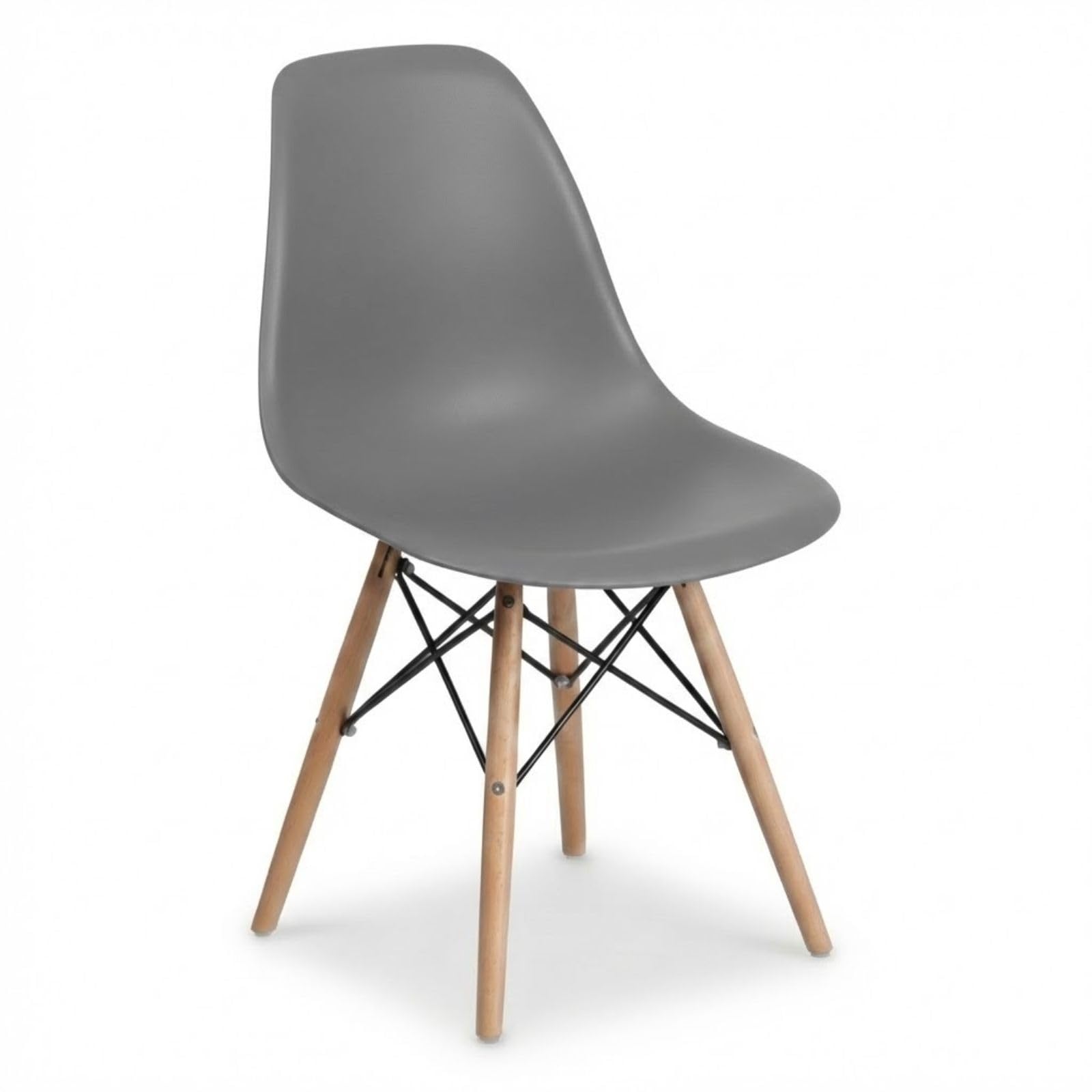 DASCK Pack 4 Sillas Nordicas de Comedor Estilo Escandinavo | Patas Haya Natural | Polipropileno Ergonomico | Carga 120 kg por Silla (Gris)