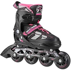 Patines En Linea Extremos Nils Extreme Harmony ABEC7 - Patines en línea (talla 35-38, ajustables), color negro y rosa