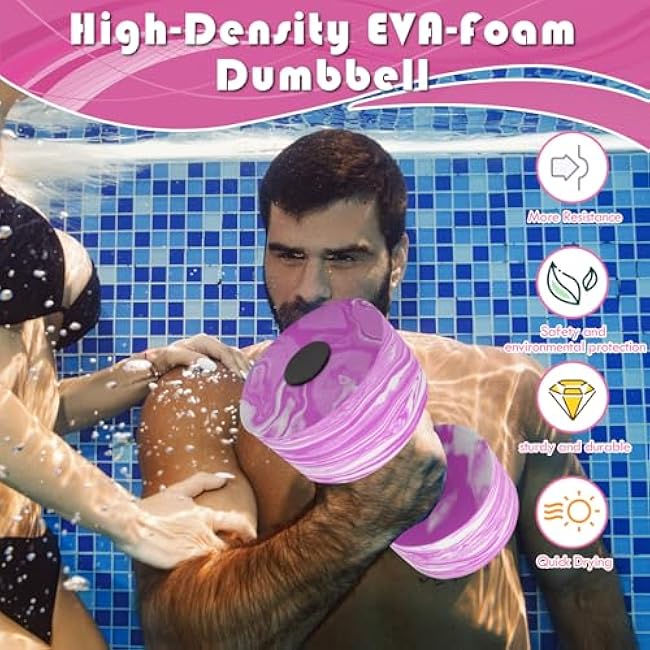 Aquatic Exercise Dumbbells, 2PCS Aqua Fitness Barbells, High-Density EVA-Foam Dumbbell Set, Pool Weights Dumbbells Set for Water Aerobics Weight Loss, Pool Fitness, Water Exercise