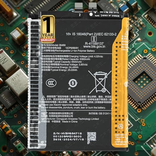 Image of Original BM69 Replacement for Xiaomi Poco X7 Pro | Xiaomi Redmi K80 - with 1 Year Warranty* (Black /Yellow, 2412DPC0AI)