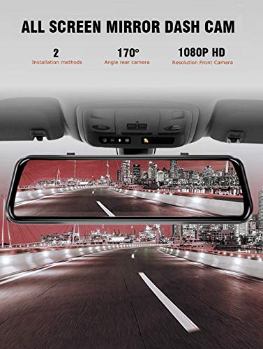 NikoMaku Mirror Dash Cam Front and Rear Backup Camera GPS Full Touch Screen Rear View Mirror Camera Full HD 1080P 170° Wide Angle Dual Lenses Waterproof AS-2 Plus - Thumbnail 3