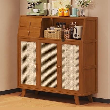 アクセントキャビネット キッチンとリビングルーム用の細枠ガラスサイドボード。床置き式、壁掛け式、収納コンパートメント付き。 ビュッフ