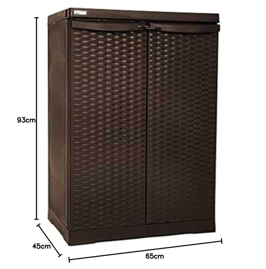 GrecoShop Armadio Basso Resina Polyrattan-line Wengè
