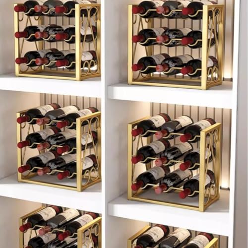 Soporte para 15 botellas de vino de metal dorado miniatura 5