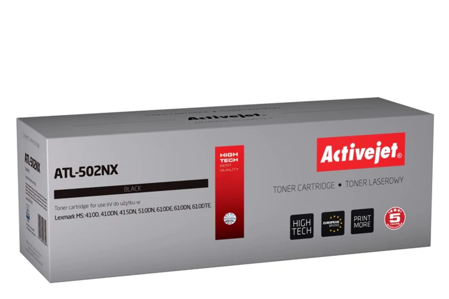 Toner Activejet Atl-502Nx Do Drukarki Lexmark, Zamiennik Lexmark 502X/50F2X00; Supreme; 10000 Stron; Czarny.