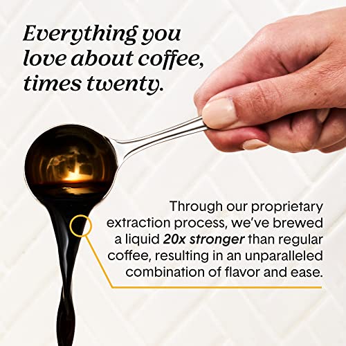 Jot Original - Coffee Concentrate. 150 mg of Caffeine. One Tbsp Instantly Creates Iced or Hot Coffee. 14 Servings Per Bottle. 20x Liquid Coffee.