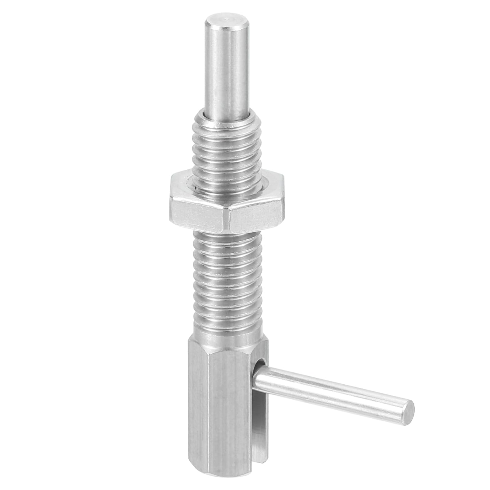 uxcell Retractable Indexing Plunger Pin, M8 l Spring Plunger Stainless Steel Spring Loaded Latch Telescopic Locking Pin with Nut for Machinery