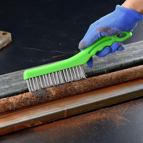 Image of Wire Brush, Wire Brush Set, Stainless Steel Wire Brush,10 Inch with Plastic Handle Wire Brush, Heavy Duty Wire Brush for Metal, Cleaning Welding Slag Rust Scrubber Brushes