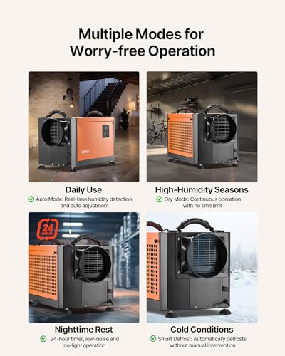 Image of VEVOR 70 Pints Commercial Dehumidifier with Pump, Portable Crawl Space Dehumidifiers for Basement Storage Room Industrial, Auto Defrost /Drainage, Heavy-duty Galvanized Steel, with 2 Drain Hoses