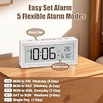 ALANAS Battery Operated Alarm Clock, Portable Digital Clock with Large Display, Snooze, Temperature & Date, Auto-Dim Night Light for Easy Reading, Ideal for Seniors, Kids, Bedroom, Travel, Nightstand - Image 3