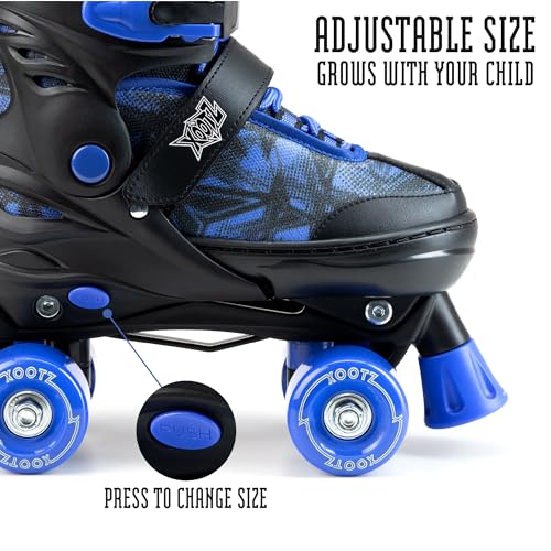 Xootz Semi Soft Jet Skates, Kids Adjustable Roller Skates, Blue Quad Skates with PVC Wheels, High Impact PP Boot, 608Z Bearings, Girls Boys Roller Skates for Ages 5+ - Image 3