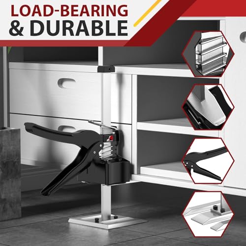 Image of 2 Pack Labor Saving Arm Jack Handle, 6.69 Inch Lift Height 440LBS Multifunctional Handheld Lifter Tool, Furniture Jack Height Adjuster for Cabinet Wall Tile Construction Installation