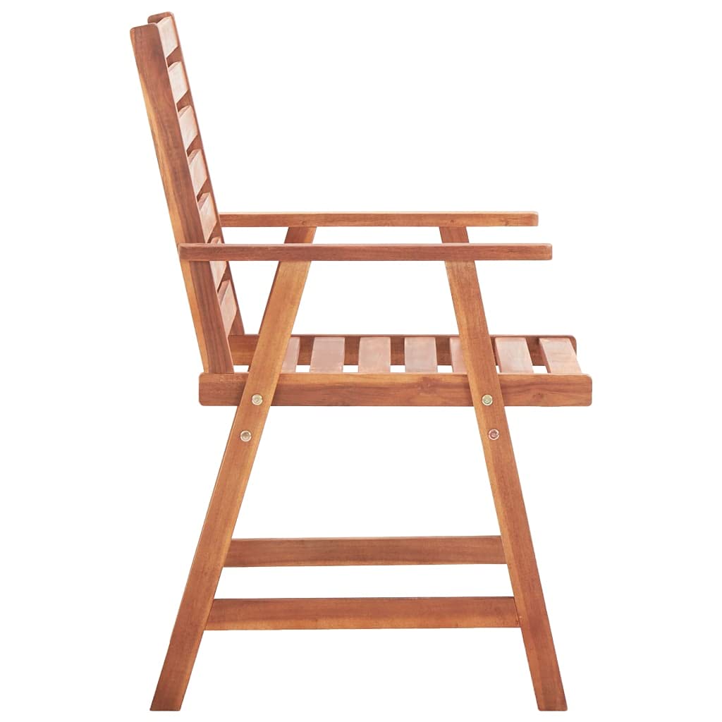Zestaw 3 krzeseł ogrodowych z drewna akacjowego z kremowymi wodoodpornymi poduszkami, nowoczesny design do użytku na zewnątrz, idealne na taras, patio i do jadalni, na zewnątrz, do budowy