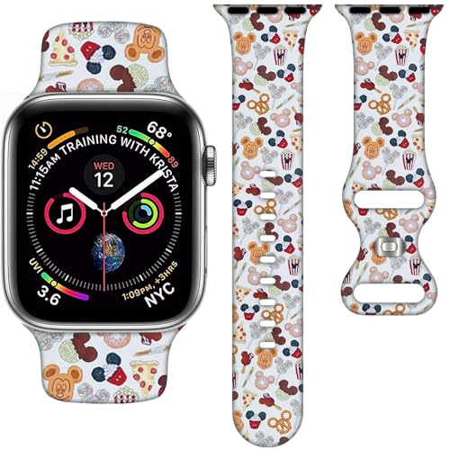 Cartoon Band Compatible with Apple Watch 38mm/40mm/41mm/42mm/44mm/45mm/46mm Cute Bands Replacement for Apple Watch Series 10 9 8 7 6 5 4 3 SE2 Silicone iWatch Band for Women Men