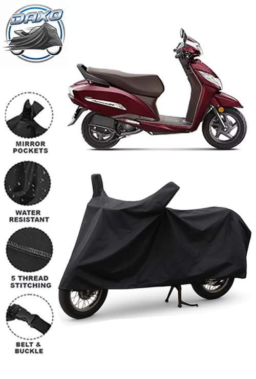Image of Daxo Heavy Duty Waterproof Scooty & Bike Cover for Honda Activa 125 | UV Resistant, Dustproof & Rain Protection | All-Weather Outdoor Cover for Bikes & Scooty with Mirror Pockets | Activa 125 Cover