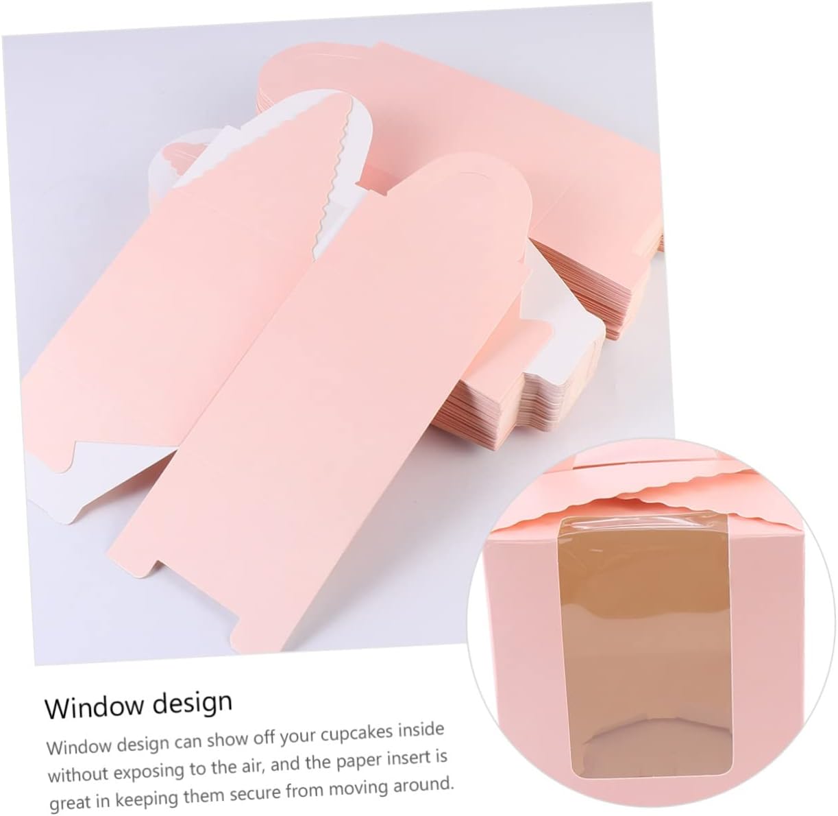 Cabilock 50pcs Portable Single Cupcake Boxes Window Design Muffin Containers for Baking Party Supplies and Easy Storage