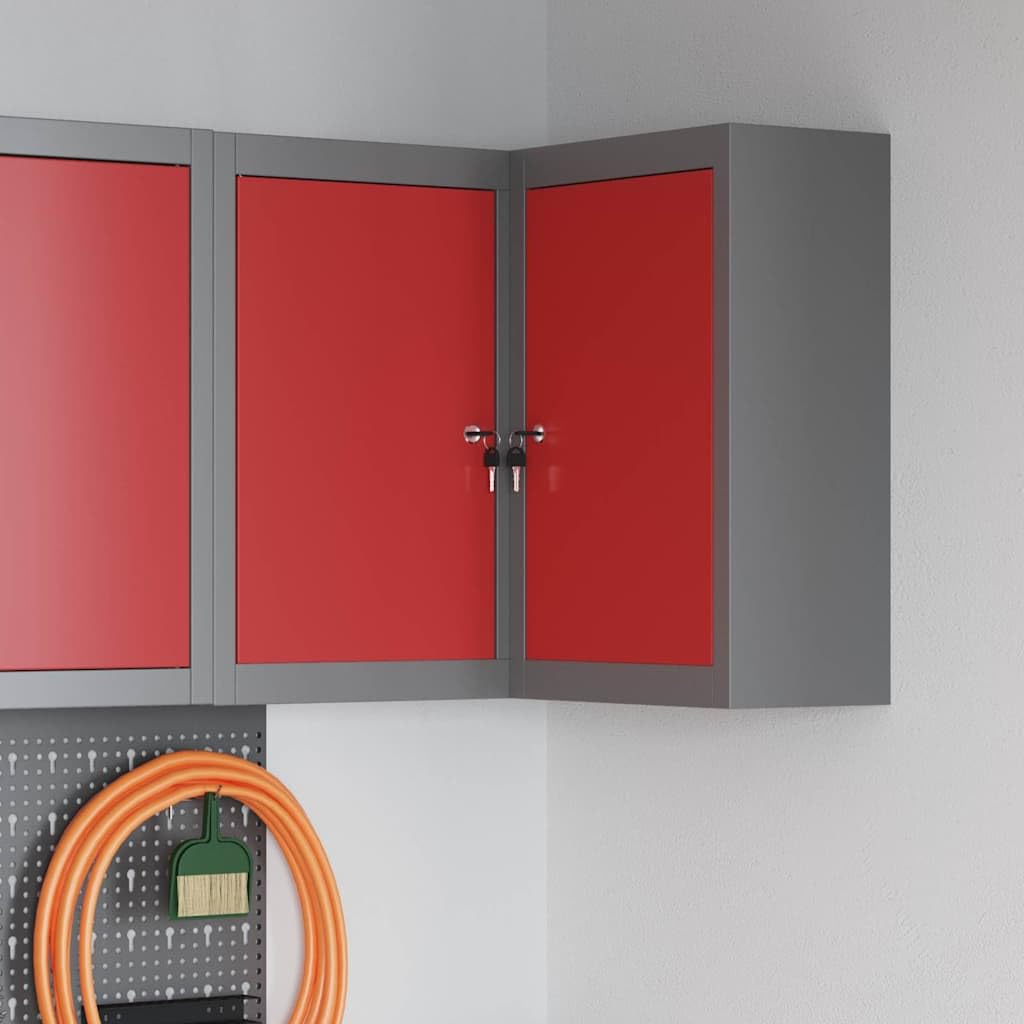 Genérico Armario de Herramientas con Estante Rojo y Gris 55 x 55 x 55 cm,Bricolaje,Accesorios de Bricolaje,Organización y Almacenamiento de Herramientas,Armarios para herramientas-4103468