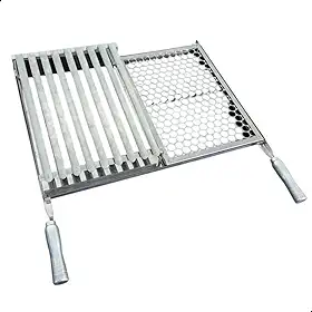 Grelha Mista Parrilla Moeda em Inox 60x43 - Cabo Alumínio