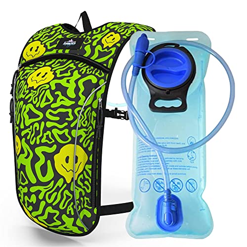 Light Weight Hydration Backpack - 2L Bladder Included - Great for Festivals, Backpacking, Hiking, Mountain Biking, Outdoors Activities.