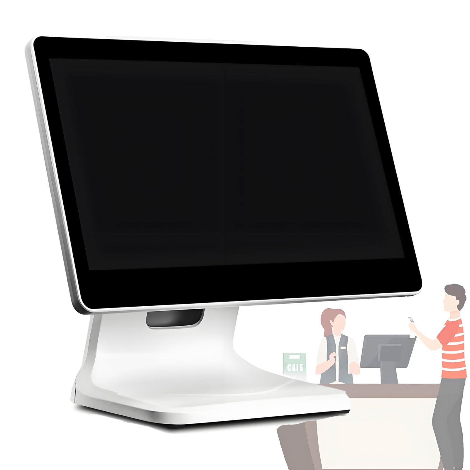 Terminal de Point de Vente Tactile Tout-en-Un, Caisse enregistreuse Intelligente 15,6 Pouces, N2930, 4 Go, SSD 64 Go, Windows 7/10 Pro, pour commerces de détail, cafés, pharmacies et Clubs.