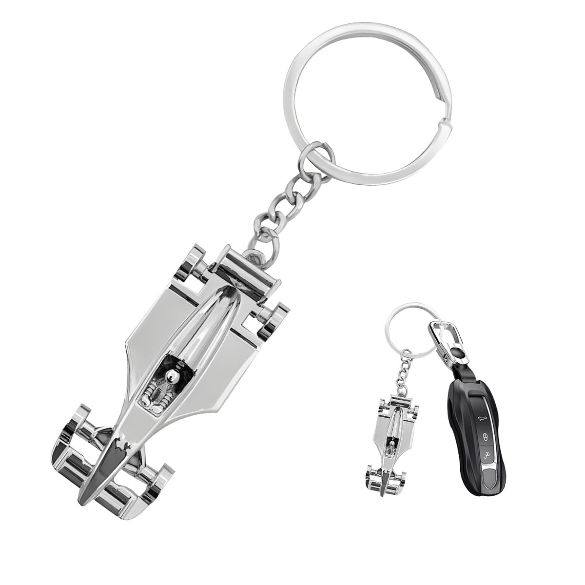 Ohleats Racing Car Model Keychain, 3D Auto Keyring Racing Model with Keychain Ring, Zinc Alloy F1 Keychain, Car Accessories