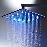 Zovajonia Oil Rubbed Bronze Square LED 8' Shower Head Color Changing Brass Showerhead
