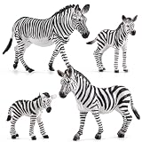 Totsmlie 4PCS Wild Animals Zebra Family Toys Figurines, African Animals Figures Zebra Toys for Kids 3 4 5 6+, Educational Toy for Boys Girls, Cake Decoration Kids Birthday Gifts Party Favors