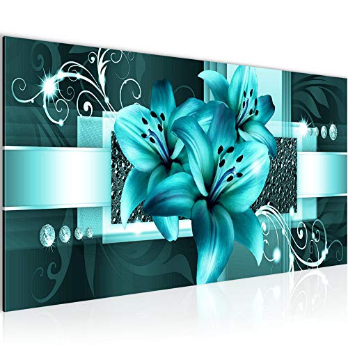 Tableau Decoration Murale Lis Fleurs 1 Partie Moderne Toile non tissée Salon Salle Abstrait Turquoise 008612a