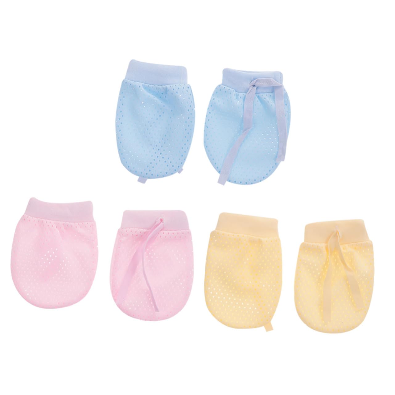 GAROZATION 6pcs Baby Gloves Newborn Protection Mittens Soft Breathable Anti-scratch Stretchy Fit Natural Cotton Material Random Color