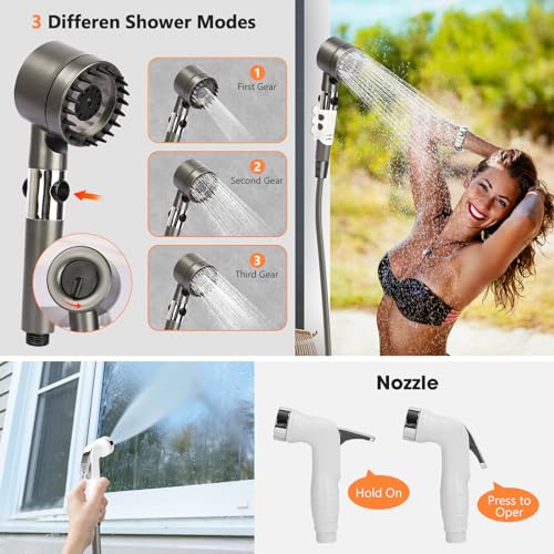 Catlyn-Portable-Camping-Outdoor-Shower-Kit-with-20L-Collapsible-Bucket-10000mAH-Rechargeable-Electric-Intelligent-Digital-Display-Shower-Pump-for-Outside-Hiking-Dog-Bath-Beach-Traveling-Grey