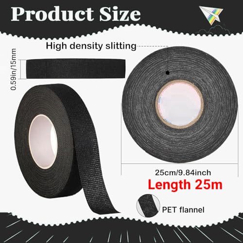 Image of Wire Harness Tape for Electrical Automotive Engine Harness Wrap Protection Noise Damping Cables Fixed 0.59 Inch x 82 FT