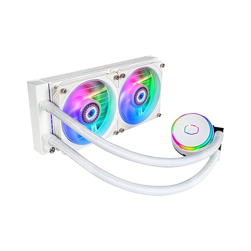 CoolerMaster MasterLiquid PL240 FLUX White Close-LoopAIO Enfriador líquido de CPU bomba de doble bucle ARGB Gen2 radiador de 9449in ventiladores