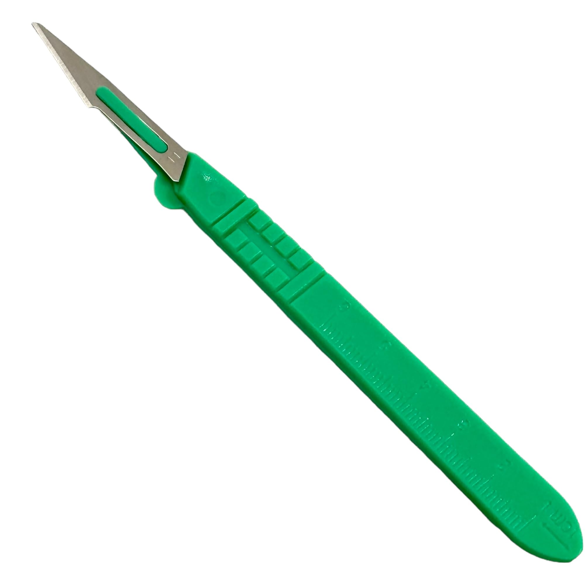 Sterile #11 Disposable Scalpels with Plastic Handle and Measuring Ruler Feature (0cm to 6cm) Individually Foil Wrapped (1)