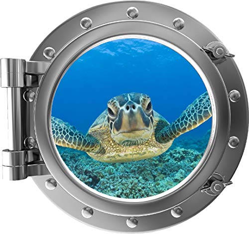 Vinilo decorativo redondo de tortuga marina 18" plateado