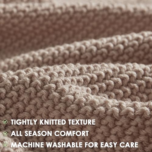 Image of Ink+Ivy Bree Knit Throw Blanket for Bed, Sofa, and Couch, Lightweight, Breathable, Soft & Cozy Summer Blanket, Throw (50 in x 60 in) Brown