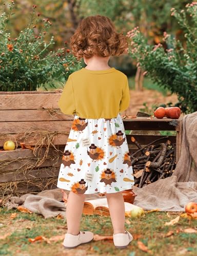 Toddler Girl Dresses 1-5T Faux Two-Piece Bowknot Cardigan Dress with Hairband4