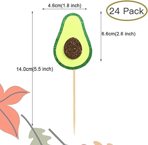 Miniatura 2 de 24 adornos para cupcakes de aguacate y frutas para fiesta, fiesta de frutas, aguacate feliz, guacamole, fiesta de cumpleaños, boda, baby shower,