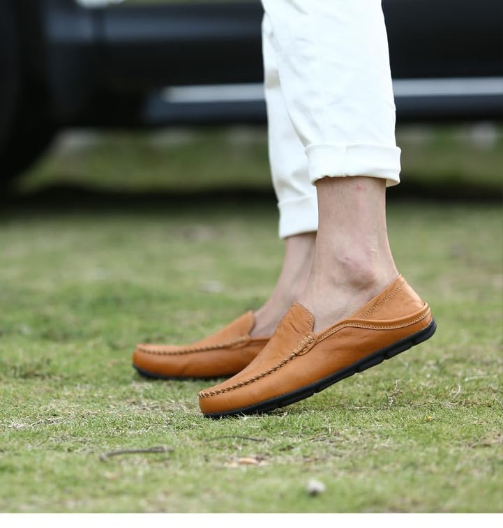 Men's Large-Sized Solid Color Casual Loafers, Comfortable Rubber Soles, Round-Tip Design, Suitable for All Seasons and Outdoor Hiking and Car Driving Wearing4