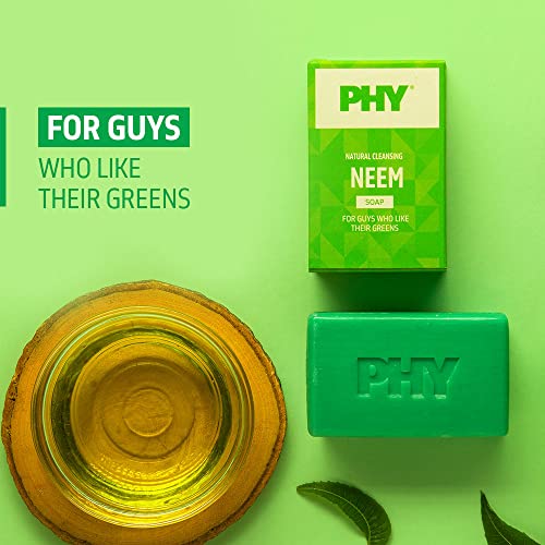 Image of Phy Natural Cleansing Neem Soap | Cleanses skin without drying | Purifies skin | Rich lather | Premium soap for men | 100% Vegan