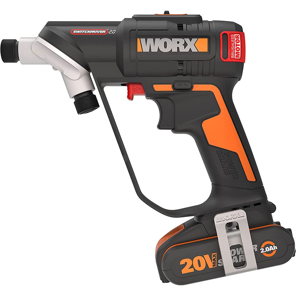 WORX WX177 NITRO wiertarko-wkrętarka akumulatorowa Switchdriver 2.0 20 V – mocny silnik bezszczotkowy do momentu obrotowego 50 Nm – szybka wymiana między 2 bitami – precyzyjne sterowanie momentem