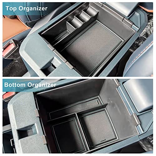 Image of CDEFG for 2022-2026 Ford Maverick Center Console Organizer Tray Accessory | for 2022-2026 Maverick Armrest Trays Storage Box Coin Holder Maverick Truck Accessories, 2-Pack (Black Trim)