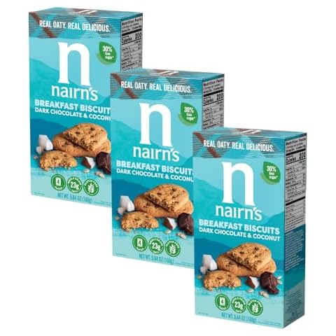 Nairn's Gluten-Free Chocolate & Coconut Breakfast Biscuits - Healthy, Tasty, High Fiber, Non-GMO, No Artificial Colors, Flavors, or Preservatives, Safe for Celiacs, 5.64oz (Pack of 3) Cover