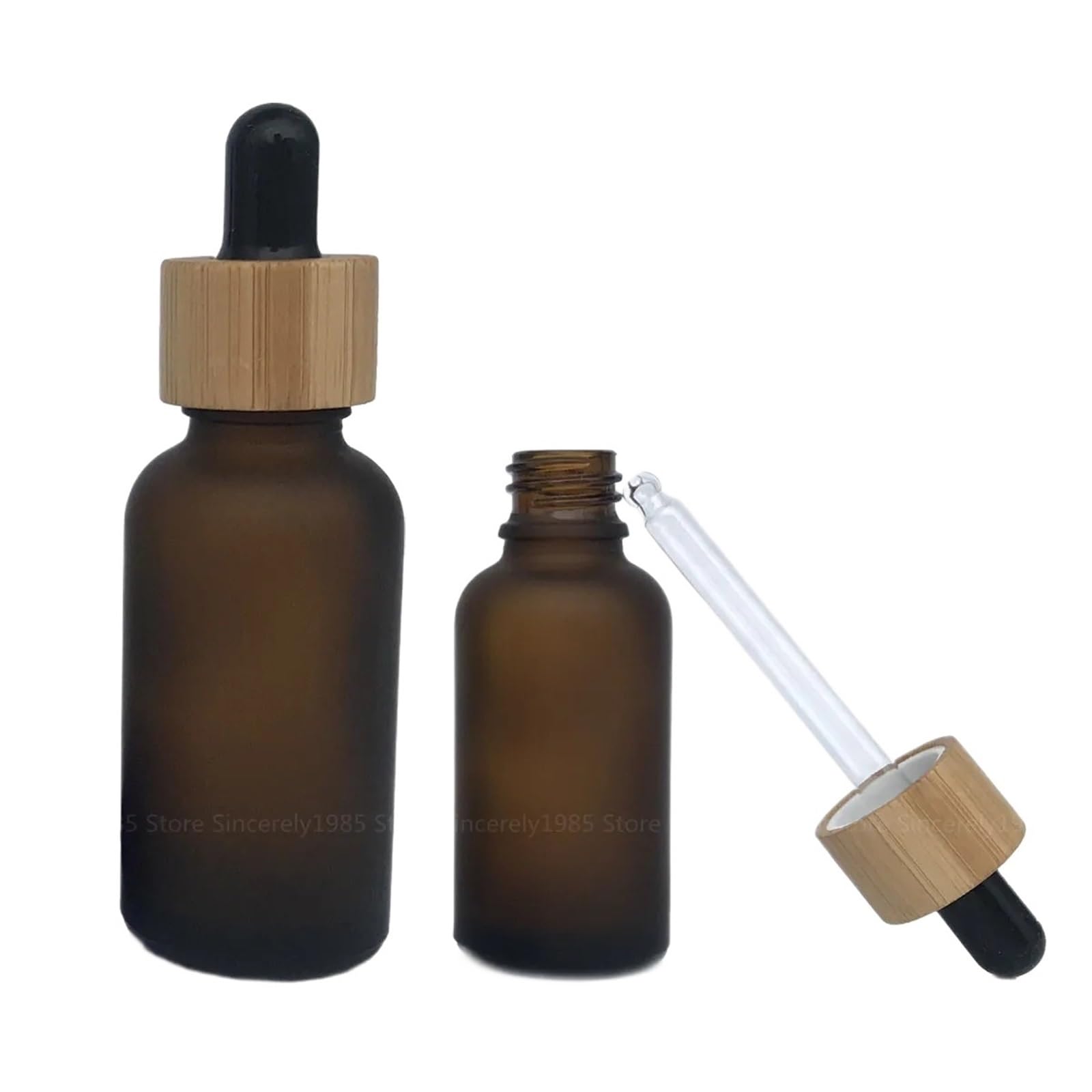 Pipettenflasche 10 Stück 5/10/15/20/30/50/100 ml, mattierte Tropfflasche, Deckelkappe, Pipette, Tropfflaschen, nachfüllbar, dickes, mattes Glas(Frosted Amber,50ml)