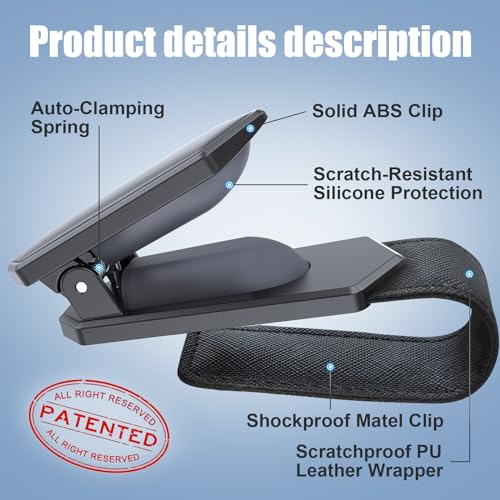 Veharvim SUNGLASS HOLDER- P01-2PACK1 One-Handed-Operation Sunglasses Holder For Car, Visor Sunglass Holder Clip thumb #2