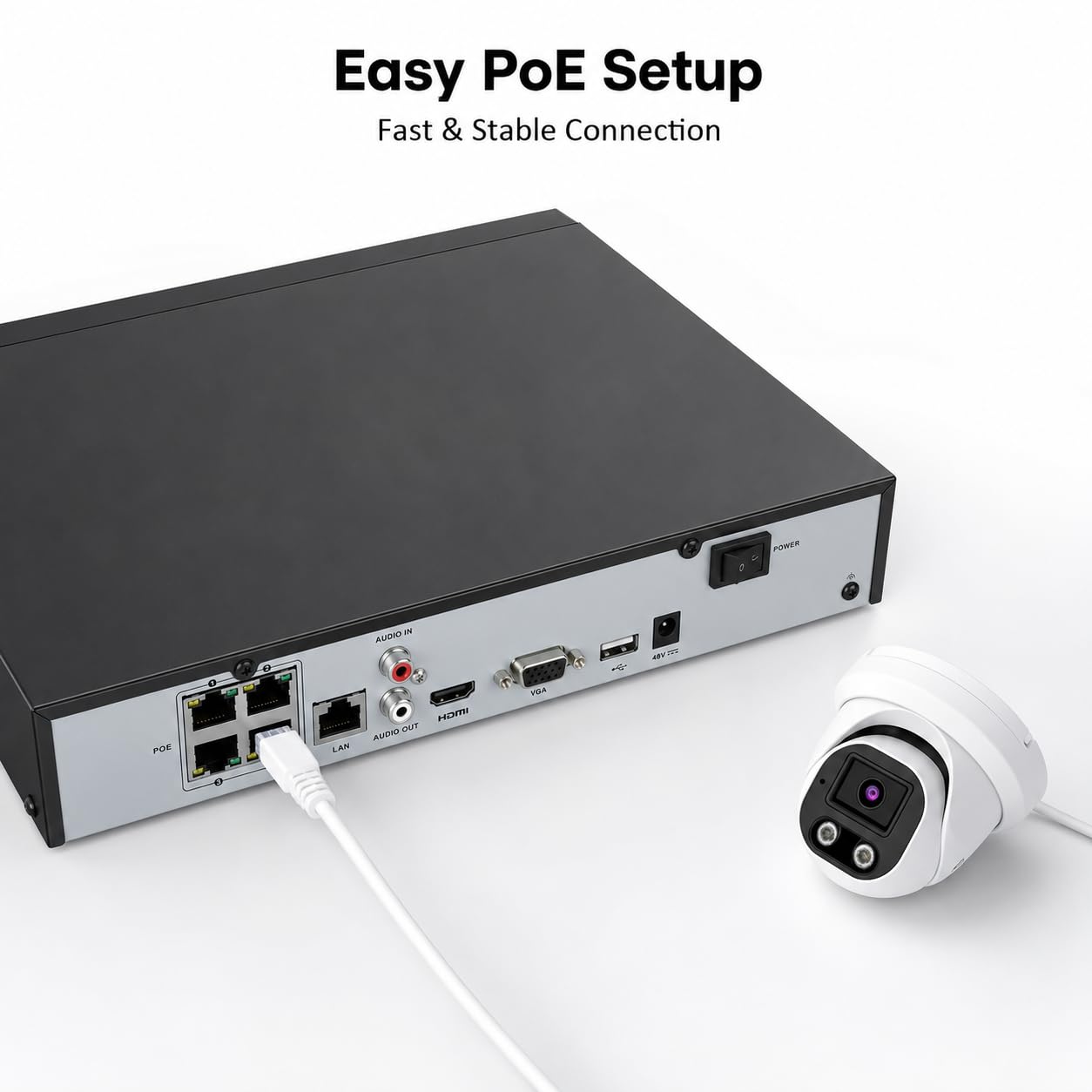 ERI-K104-P4 4-K PoE NVR, 8MP Netzwerk-Videorecorder, H.265+/H.264+, 4 PoE-Ports, HDMI/VGA 4K-Ausgang, 1 SATA-Schacht, ONVIF-kompatibel für IP-Sicherheitskameras