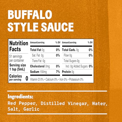 Image of TABASCO Brand Buffalo Style Sauce, Medium Hot Sauce, Easy-to-Squeeze Bottle, Thick & Tangy, Five Simple Ingredients, Great on Chicken Party Wings & More, 8.6 Fl Oz (Pack of 1)