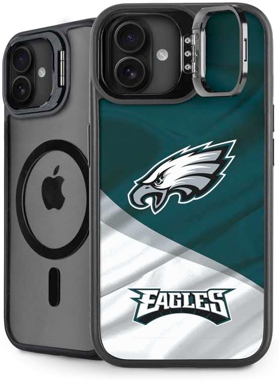 Skinit Kickstand Phone Case Compatible with iPhone 16 Plus - Officially Licensed NFL Philadelphia Eagles Retro Logo Design