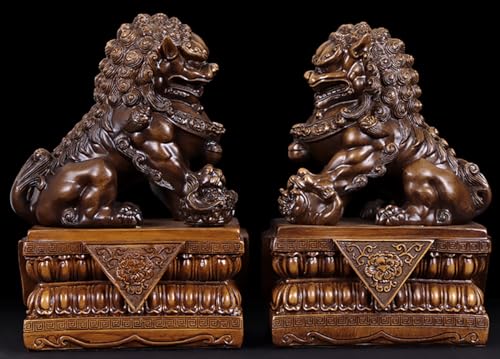 Estatuas guardianes Fu Foo Dogs grandes de resina miniatura 6